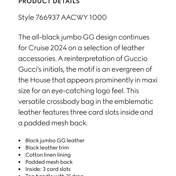 Gucci authentic. Mini jumbo GG crossbody backpack. Never used. - Picture 7 of 7